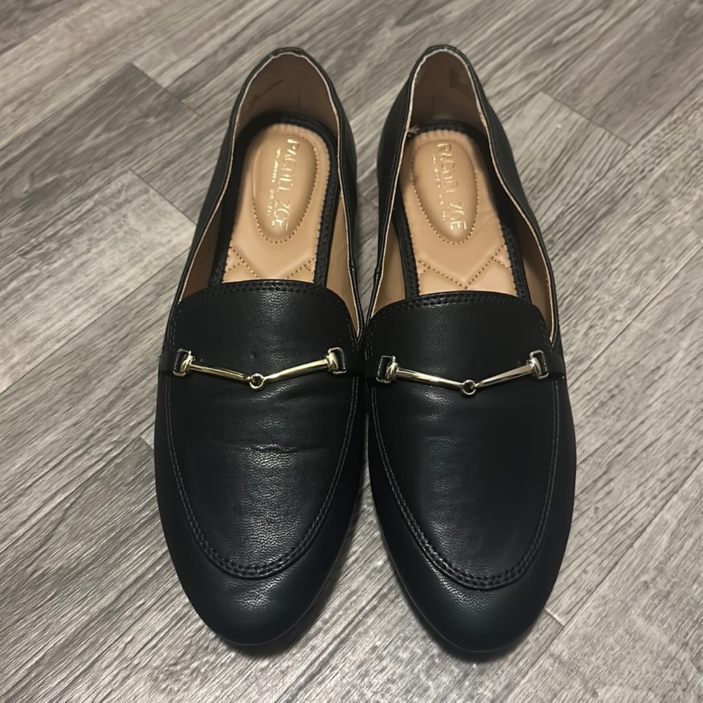 Black Rachel Zoe Loafers with Silver Hardware